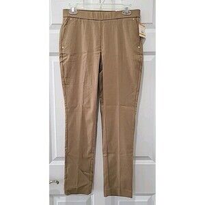 NWT Anne Klein Tan Camel Straight-Leg Pull-On Ankle Dress Pants Sz S 6-8